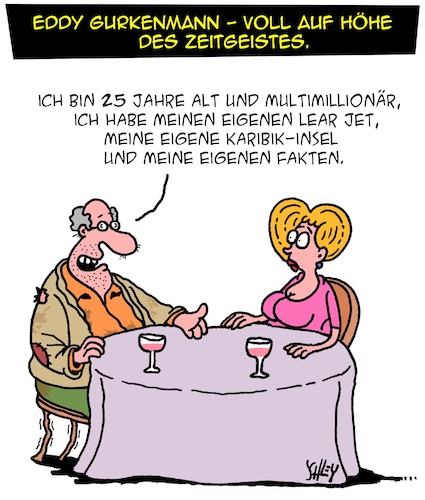 Cartoon: Zeitgeist (medium) by Karsten Schley tagged zeitgeist,fake,news,alternativfakten,dating,lügen,männer,frauen,gesellschaft,zeitgeist,fake,news,alternativfakten,dating,lügen,männer,frauen,gesellschaft