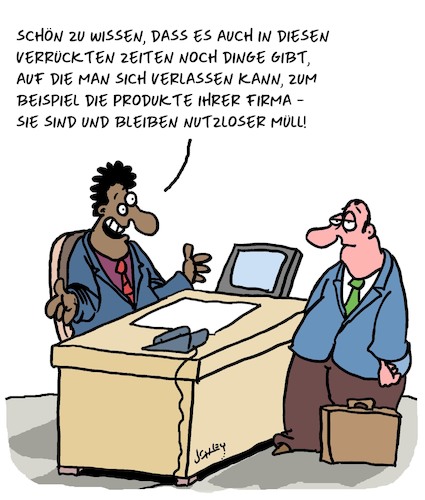 Cartoon: Zuverlässigkeit (medium) by Karsten Schley tagged business,zuvelässigkeit,verkäufer,büro,wirtschaft,produktqualität,business,zuvelässigkeit,verkäufer,büro,wirtschaft,produktqualität