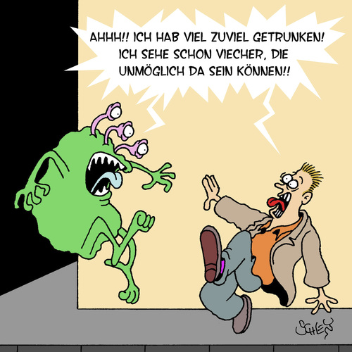 Cartoon: ZUVIEL!! (medium) by Karsten Schley tagged alkohol,alkoholmissbrauch,sucht,alkoholsucht,saufen,halluzinationen,visionen,monster,gesundheit,komasaufen,alkoholismus,alkohol,alkoholmissbrauch,sucht,alkoholsucht,saufen,halluzinationen,visionen,monster,gesundheit,komasaufen,alkoholismus