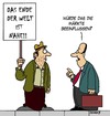 Cartoon: Das Ende der Welt (small) by Karsten Schley tagged mayaprophezeihung,mayas,wirtschaft,prophezeihungen,business,märkte,aktien,geld
