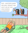 Cartoon: Falscher Alarm! (small) by Karsten Schley tagged leben,tod,entspannung,freizeit,tiere,garten,geier,hygiene,gesellschaft