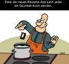 Cartoon: Feinschmecker (small) by Karsten Schley tagged ernährung,technik,iphone,smartphone,kommunikation,kochen,essen,apps,männer