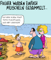 Cartoon: Früher... (small) by Karsten Schley tagged tourismus,flüchtlinge,tod,europa,asylbewerber,mittelmeer,strände,politik,immigration,deutschland,gesellschaft