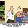 Cartoon: Gesunde Ernährung (small) by Karsten Schley tagged ernährung,gesundheit,gemüse,vegetarier,essen,männer,gesellschaft,diät,ärzte