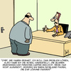 Cartoon: Problemlösung (small) by Karsten Schley tagged wirtschaft,business,effektivität,flexibilität,probleme,problemlösungen,jobs,arbeitgeber,arbeitnehmer