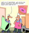 Cartoon: Produktion einstellen (small) by Karsten Schley tagged donuts,ernährung,lebensmittel,wirtschaft,produktionsgüter,rohstoffe,arbeitgeber,arbeitnehmer,gesellschaft