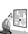Cartoon: Sie sind HIER (small) by Karsten Schley tagged wegweiser,aussehen,intelligenz,kleidung,absurdität,gesellschaft