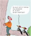 Cartoon: Tapferkeit (small) by Karsten Schley tagged familien,eltern,kinder,tapferkeit,adoption,tiere,wald,vögel,spechte,natur
