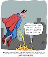Cartoon: Undank ist der Welt Lohn (small) by Karsten Schley tagged dankbarkeit,undank,superman,comics,feuer,katastrophenhilfe,menschheit,mentalität,medien,gesellschaft