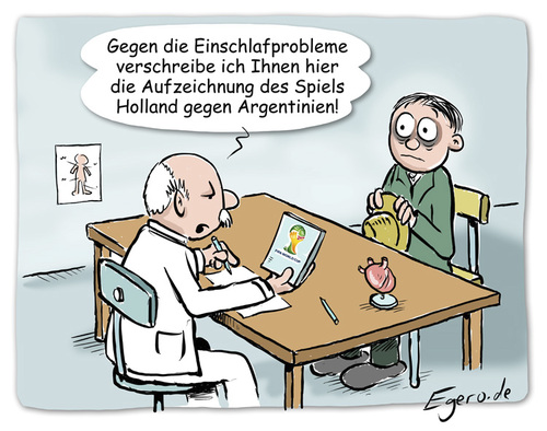 Cartoon: Einschlafprobleme (medium) by Egero tagged fifa,argentinien,vs,holland,egero,world,cup,2014