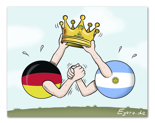 Cartoon: Final - FIFA World Cup 2014 (medium) by Egero tagged egero,final,fifa,world,cup,2014,germany,argentina