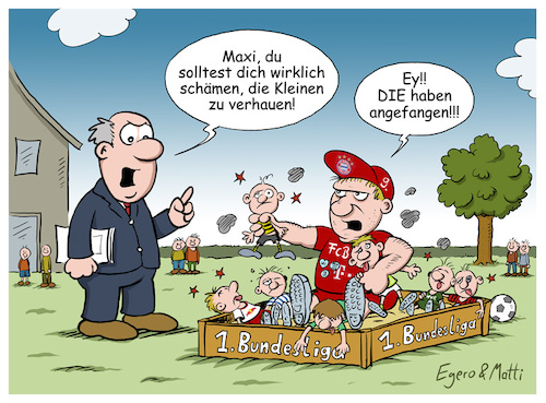 Cartoon: Neuntklässler im Sandkasten (medium) by Egero tagged fcb,fc,bayern,meisterschaft,bundesliga,dfb