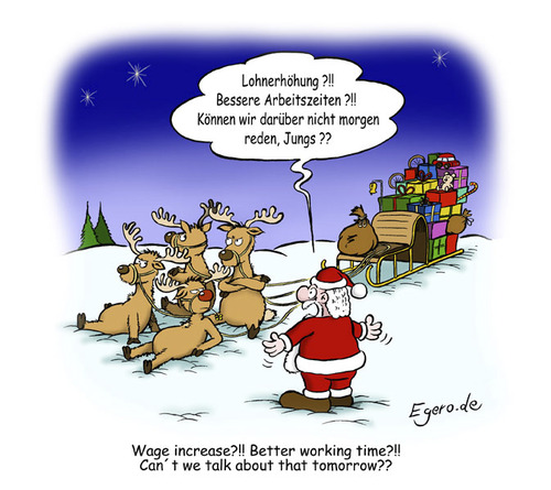 Cartoon: reindeer going on strike (medium) by Egero tagged mas,santa,strike,reindeer,weihnachten,streik,weihnachtsmann,egero,oliver,eger
