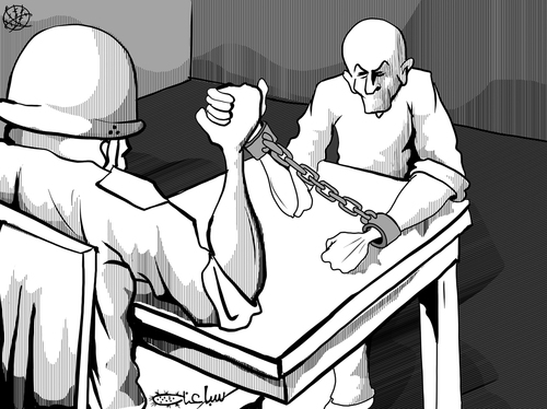 Cartoon: Palestinian prisoners in Israeli (medium) by sabaaneh tagged palestinian