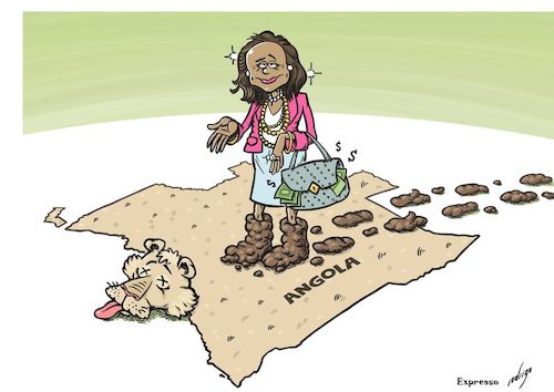 Cartoon: Angoleaks (medium) by rodrigo tagged angola,isabel,dos,santos,corruption,africa,oil,diamonds,banks,crime