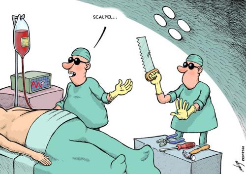 Cartoon: Blind hospitals (medium) by rodrigo tagged hospital,doctor,surgeon,operation,surgery,disease,blindness,blind