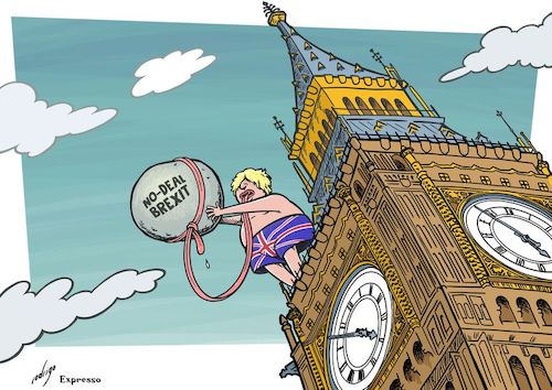 Cartoon: Boriscide (medium) by rodrigo tagged brexit,boris,johnson,eu,europe,uk,london,england,great,britain,big,ben,politics,international,economy