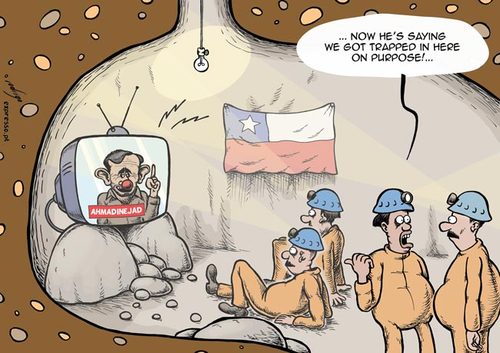 Cartoon: Conspiracy theories (medium) by rodrigo tagged mahmoud,ahmadinejad,chile,miners,iran,september,11th