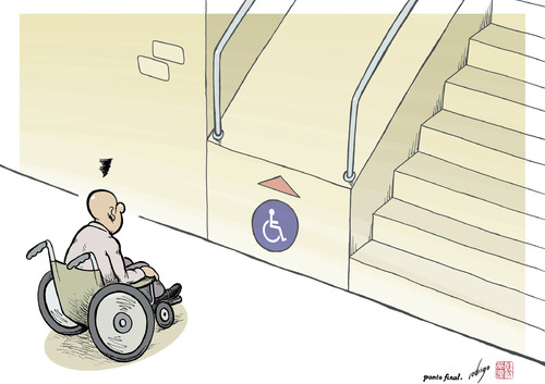 Cartoon: Handicapped architecture (medium) by rodrigo tagged handicap,disabled,obstacles,architecture,equality,society