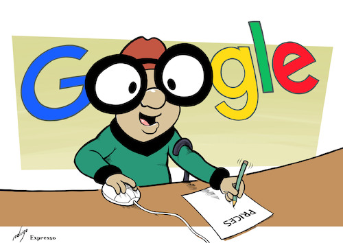 Cartoon: Mr. Magoogle (medium) by rodrigo tagged google,mister,magoo,fine,search,engine,results,abuse,market,shopping,service