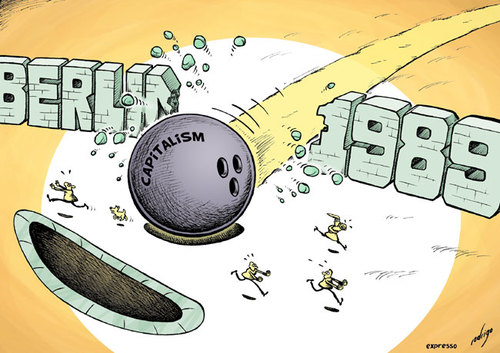 Cartoon: Post-Berlin Capitalism (medium) by rodrigo tagged capitalism,berlin,wall,1989,iron,curtain,communism,market,economy