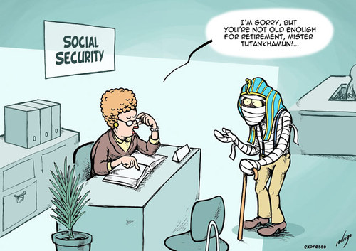Cartoon: Retirement age rises (medium) by rodrigo tagged retirement,pension,age,social,security,old,work,employee,economy,europe