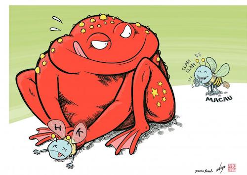 Cartoon: Slimy security (medium) by rodrigo tagged china,hong,kong,politics,society,youth,democracy,extradition,national,security,law,police,violence,clashes,beijing,xi,jinping,macau