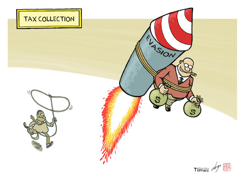 Cartoon: Tax Evasion (medium) by rodrigo tagged economy,taxes,tax,collection,evasion,rich,money,laundering,off,shores