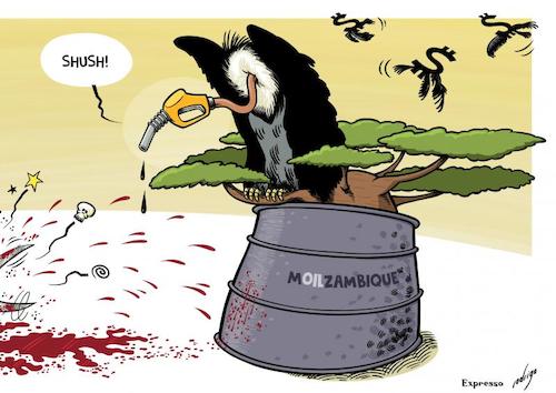 Cartoon: Terror steps on the gas (medium) by rodrigo tagged mozambique,terror,oil,gas,total,islamic,isis,violence,energy,economy,international,politics,poverty,eni,exxon