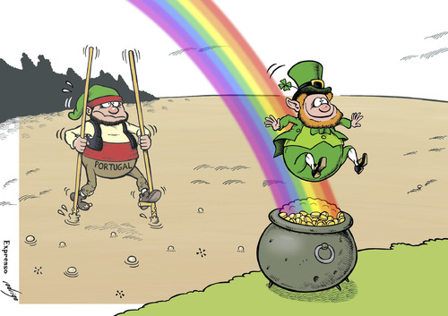 Cartoon: The clean exit (medium) by rodrigo tagged economy,bailout,eu,union,european,europe,ireland,portugal