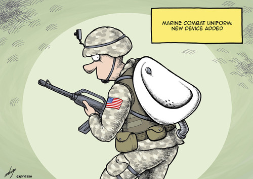 Cartoon: The US Murines (medium) by rodrigo tagged urinate,corpses,taliban,afghanistan,marines,us