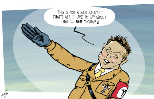 Cartoon: Xtreme gesture (medium) by rodrigo tagged usa,elonmusk,politics,gesture,speech,inauguration,donaldtrump,nazi,salute,nazisalute,allies,president,departmentofgovernmentefficiency,america,trump,musk,republican,twitter,spacex,tesla,economy,international,usa,elonmusk,politics,gesture,speech,inauguration,donaldtrump,nazi,salute,nazisalute,allies,president,departmentofgovernmentefficiency,america,trump,musk,republican,twitter,spacex,tesla,economy,international