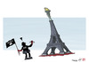 Cartoon: Parisis (small) by rodrigo tagged paris,isis,islamic,state,syria,iraq,terror,attacks,bombs,war,eiffel,tower