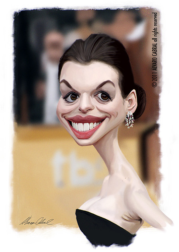 Cartoon: Anne Hathaway (medium) by alvarocabral tagged caricature