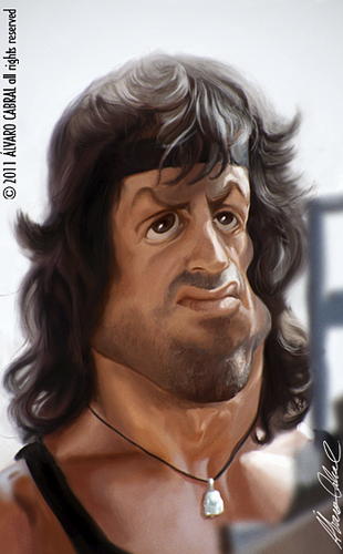 Cartoon: Rambo 2 (medium) by alvarocabral tagged caricature