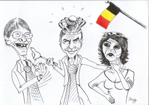 Cartoon: Our Belgian leaders (medium) by Mag tagged politics,leaders,belgium,land,media,famous,people