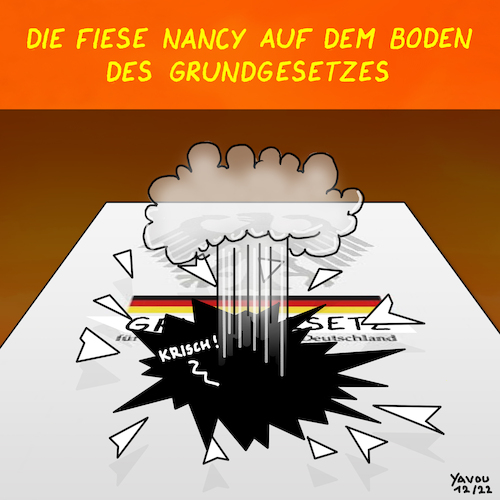 Cartoon: Fies (medium) by Yavou tagged unschuldsvermutung,verfassung,fies,grundgesetz,beweislastumkehr,demokratie,nancy,faeser,innenminister,unschuldvermutung,verfassung,grundgesetz,nancy,faeser,innenminister