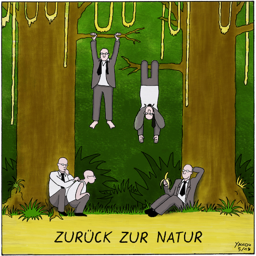 Cartoon: Zurück zur Natur (medium) by Yavou tagged zurück,zur,natur,dschungel,regenwald,cartoon,yavou,wildnis,freiheit,zurück,zur,natur,dschungel,regenwald,cartoon,yavou,wildnis,freiheit