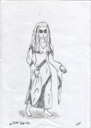 Cartoon: Living Dead Girl (medium) by bauerfreshskco tagged rob,zombie,white,living,dead,girl