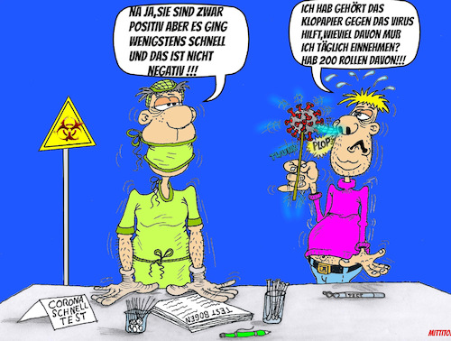Cartoon: Schnelltest (medium) by Mittitom tagged corona,schnelltest,covid19,infektion,heilung