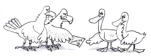Cartoon: O convite - Invitation (medium) by besereno tagged patos,ducks,birds,passaros,animais
