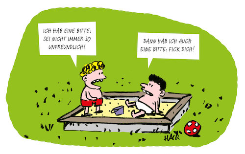 Cartoon: Freundlichkeit (medium) by ichglaubeshackt tagged kinder,sandkasten,freundlichkeit