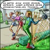 Cartoon: Gärtner ohne Helm (small) by KritzelJo tagged joggen,frauen,gärtner,harke,gießkanne,hecke,arbeitsunfall,sicherheitshelm
