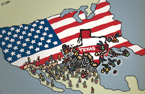 Cartoon: Expelled (medium) by cartoonistzach tagged immigration,migrants,united,states,mexico,haiti,border,immigration,migrants,united,states,mexico,haiti,border