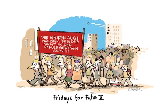 Cartoon: Fridays for Futur II (medium) by GYMMICK tagged fridays,for,future