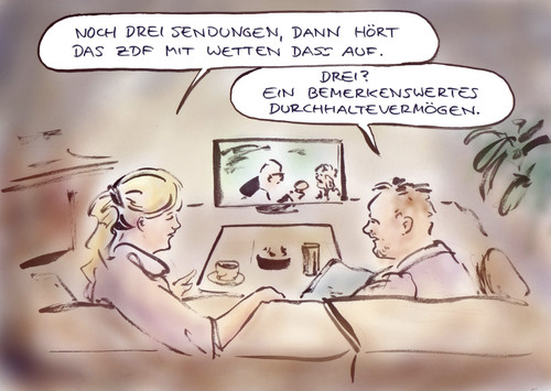 Cartoon: Abgesetzt (medium) by Bernd Zeller tagged wetten,dass,zdf,lanz,tv,unterhaltung,samstagsshow