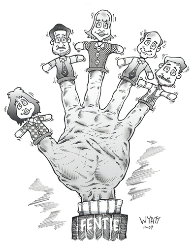 Cartoon: Finger puppets (medium) by wyattsworld tagged politics,canada,yukon