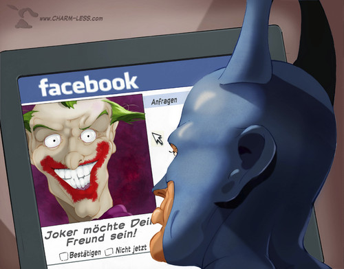 Cartoon: Facebook (medium) by Charmless tagged facebook,batman,joker
