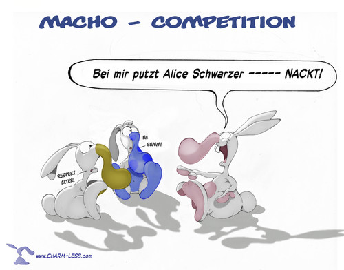 Cartoon: Rüsselhase Macho Competition (medium) by Charmless tagged rüsselhase,hase,alice,schwarzer,macho