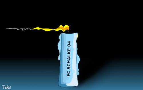 Cartoon: Auf Schalke geht das Licht aus (medium) by Fish tagged fusbakk,dortmund,fc,schalke,04,bundesliga,abstieg,licht,kerze,lichter,ausgehen,ausblasen